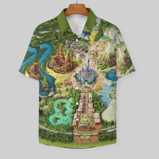 Disneyland Colorful Map Short Sleeve Button Shirt