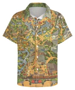 Disneyland Vintage Map Short Sleeve Buttons Shirt