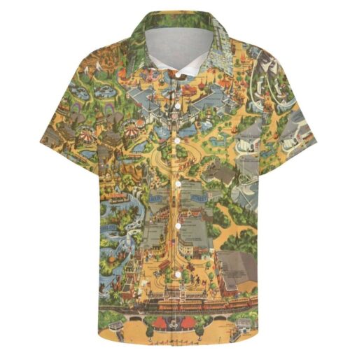 Disneyland Vintage Map Short Sleeve Buttons Shirt