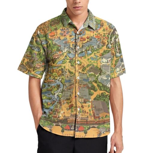 Disneyland Vintage Map Short Sleeve Buttons Shirt - Image 4