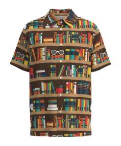 Bibliophile Library Books Bookshelf Librarian Teacher Short Sleeve Button Shirt Short Sleeve Button Shirt