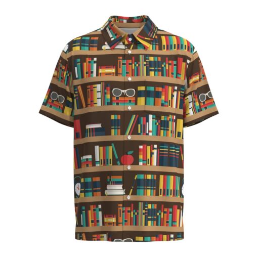 Bibliophile Library Books Bookshelf Librarian Teacher Short Sleeve Button Shirt Short Sleeve Button Shirt