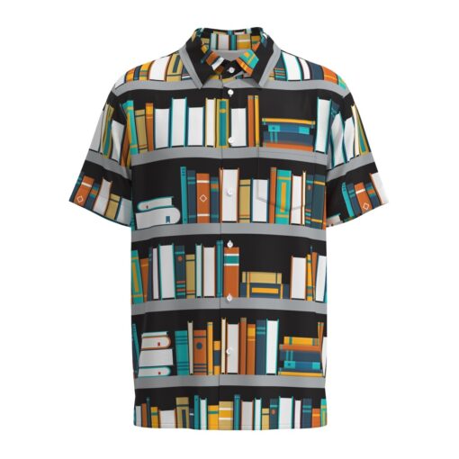 Bibliophile Library Books Bookshelf Librarian Teacher Short Sleeve Button Shirt Short Sleeve Buttons Shirt