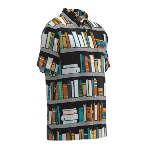 Bibliophile Library Books Bookshelf Librarian Teacher Short Sleeve Button Shirt Short Sleeve Buttons Shirt - Image 2
