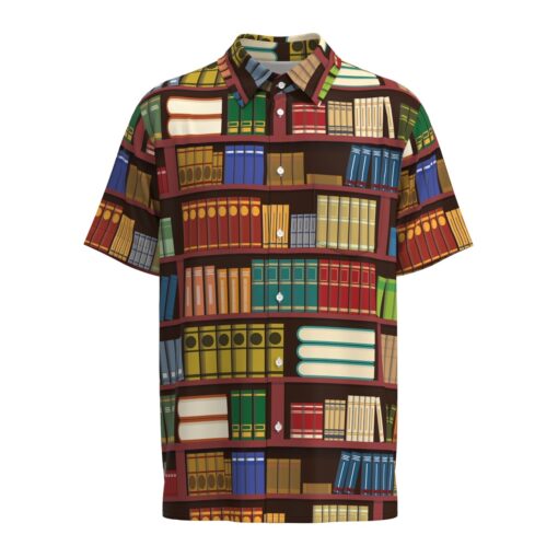 Bibliophile Library Books Bookshelf Librarian Teacher Short Sleeve Button Shirt Short Sleeve Buttons Shirt
