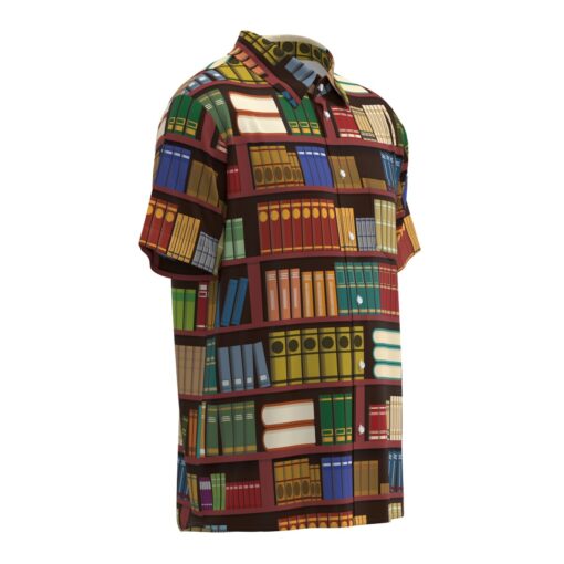 Bibliophile Library Books Bookshelf Librarian Teacher Short Sleeve Button Shirt Short Sleeve Buttons Shirt - Image 2