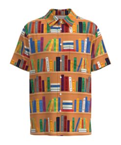 Bibliophile Library Books Bookshelf Librarian Teacher Short Sleeve Button Shirt Short Sleeve Buttons Shirt