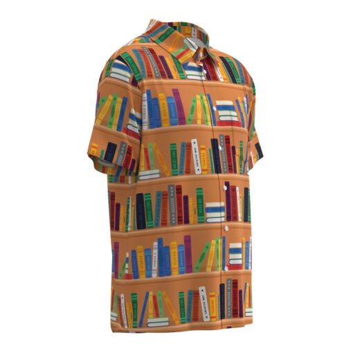 Bibliophile Library Books Bookshelf Librarian Teacher Short Sleeve Button Shirt Short Sleeve Buttons Shirt - Image 2