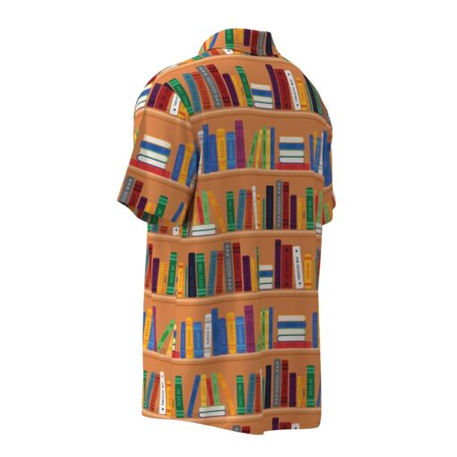 Bibliophile Library Books Bookshelf Librarian Teacher Short Sleeve Button Shirt Short Sleeve Buttons Shirt - Image 3