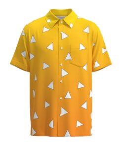 Kimetsu No Yaiba Demon Slayer Zenitsu Short Sleeve Buttons Shirt