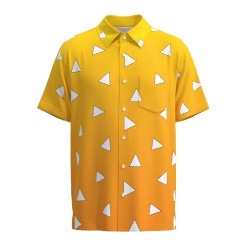 Kimetsu No Yaiba Demon Slayer Zenitsu Short Sleeve Buttons Shirt