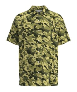 Green Army Camouflage Short Sleeve Button Shirt