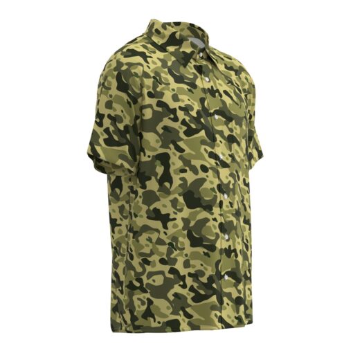 Green Army Camouflage Short Sleeve Button Shirt - Image 2