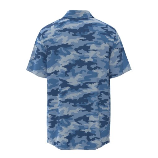 Blue Army Camouflage Short Sleeve Buttons Shirt - Image 4