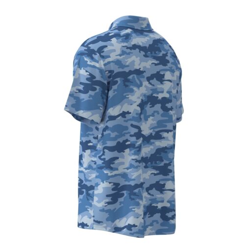 Blue Army Camouflage Short Sleeve Buttons Shirt - Image 3