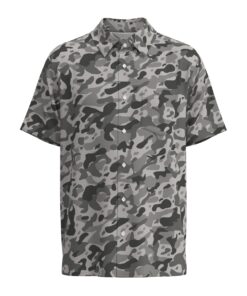 Gray Army Camouflage Short Sleeve Buttons Shirt