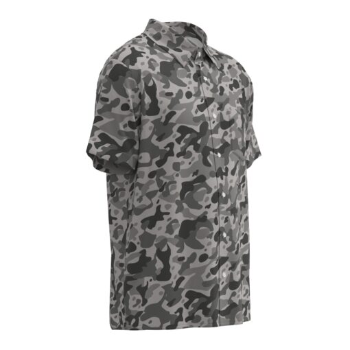 Gray Army Camouflage Short Sleeve Buttons Shirt - Image 2