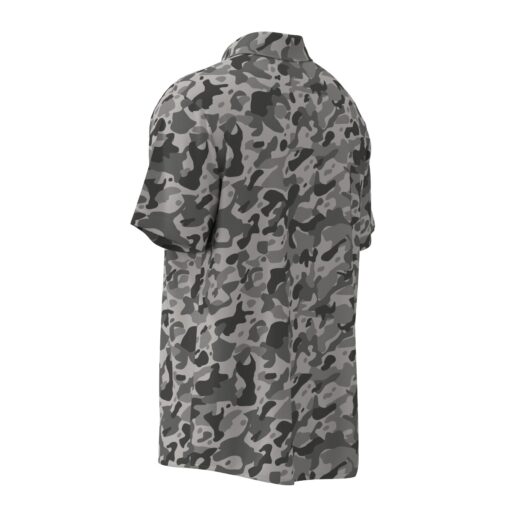 Gray Army Camouflage Short Sleeve Buttons Shirt - Image 3