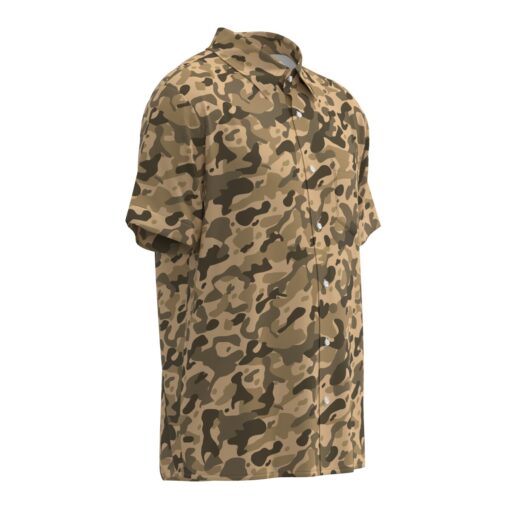 Brown Army Camouflage Short Sleeve Buttons Shirt - Image 2