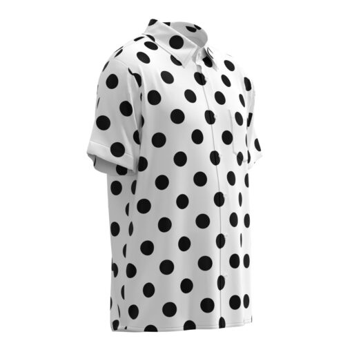 Black Dots on White Polka Dot Short Sleeve Buttons Shirt - Image 2