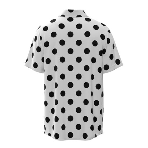 Black Dots on White Polka Dot Short Sleeve Buttons Shirt - Image 4