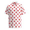 Red Dots on White Polka Dot Short Sleeve Buttons Shirt