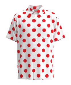 Red Dots on White Polka Dot Short Sleeve Buttons Shirt