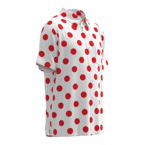 Red Dots on White Polka Dot Short Sleeve Buttons Shirt - Image 2
