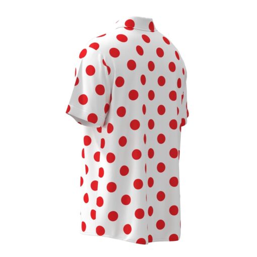 Red Dots on White Polka Dot Short Sleeve Buttons Shirt - Image 3