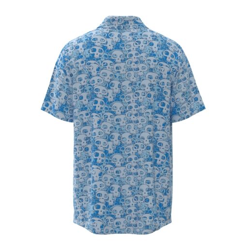 Head Skulls in Blue Short Sleeve Buttons Shirt - Image 4