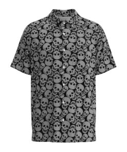 Spooky Smiling Skulls Short Sleeve Buttons Shirt