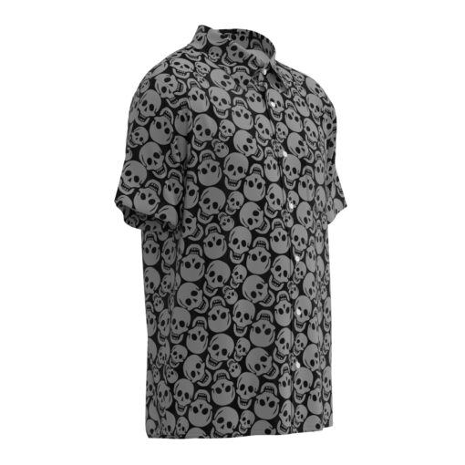 Spooky Smiling Skulls Short Sleeve Buttons Shirt - Image 2