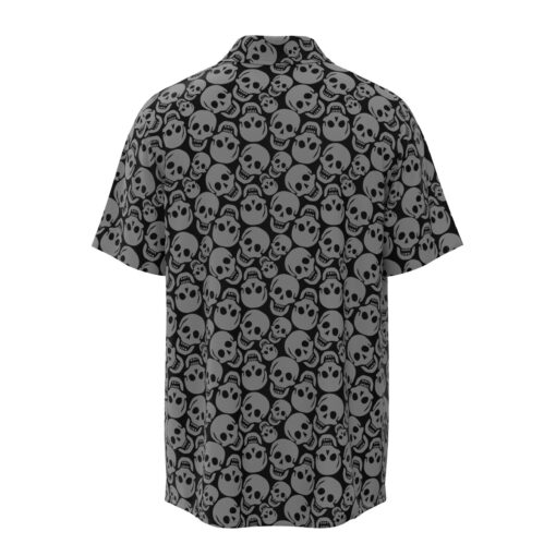 Spooky Smiling Skulls Short Sleeve Buttons Shirt - Image 4