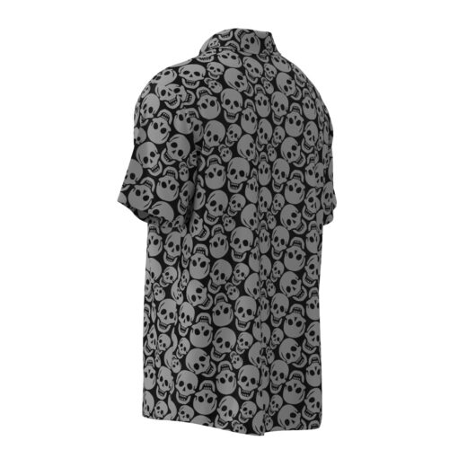 Spooky Smiling Skulls Short Sleeve Buttons Shirt - Image 3