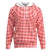 Red & White Houndstooth Hoodie Sweatshirt